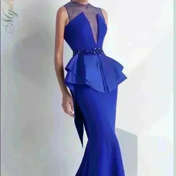 MNM Couture Designer Prom Evening Gown Blue Size 6 WBFF Gown - Picture 1 of 5